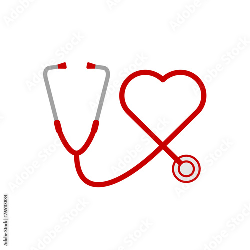 stethoscope heart icon. Stethoscope vector icon flat design for web icons, logo, sign, symbol, app, UI.