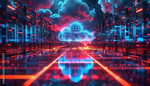 Scalability in the Cloud, the scalability of cloud computing with an image depicting virtual servers dynamically adjusting to accommodate varying workloads, AI photo