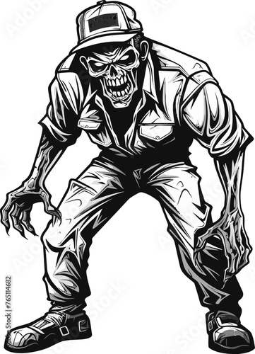 Juvenile Vector Rendering of a Zombie Wearing Cargo Pants Chasing After Survivors