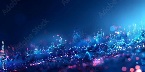 Bullish Trend in Stock Market Candlestick Chart on Blue Background. Concept Stock Market Trends, Candlestick Charts, Bullish Market, Blue Background, Financial Analysis photo