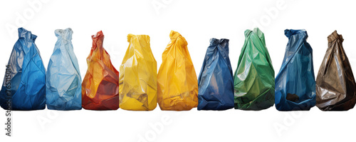 Coloured bags of waste, designed for separation on a transparent background. png images