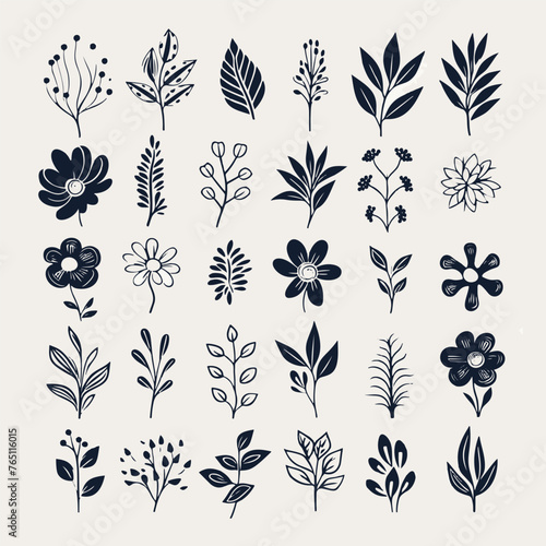 Monochrome Floral Illustrations Collection