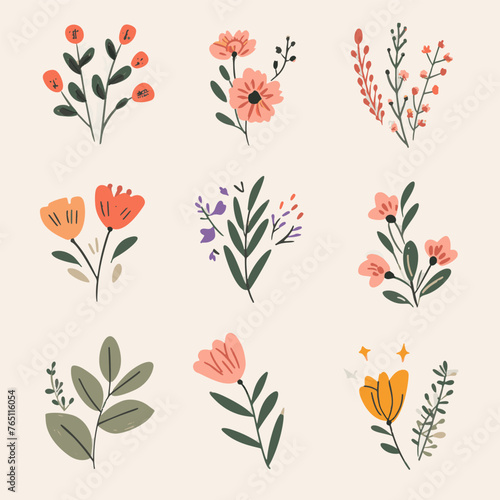 Pastel botanical elements collection