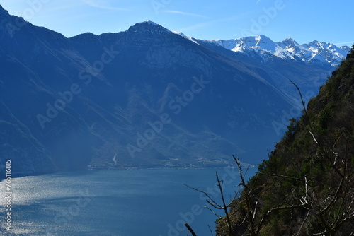 Schöne Landschaft bei Pregasina mit Blick zum Gardasee und Riva del Garda photo