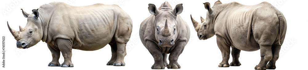 Obraz premium rhino with 3 different positions on a solid background