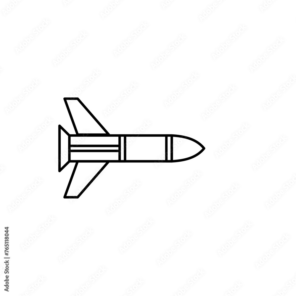 Rocket ship icon outline. Flat line icon. Rocket vector illustration Rocket ship icon outline. Flat line icon. Rocket vector illustration