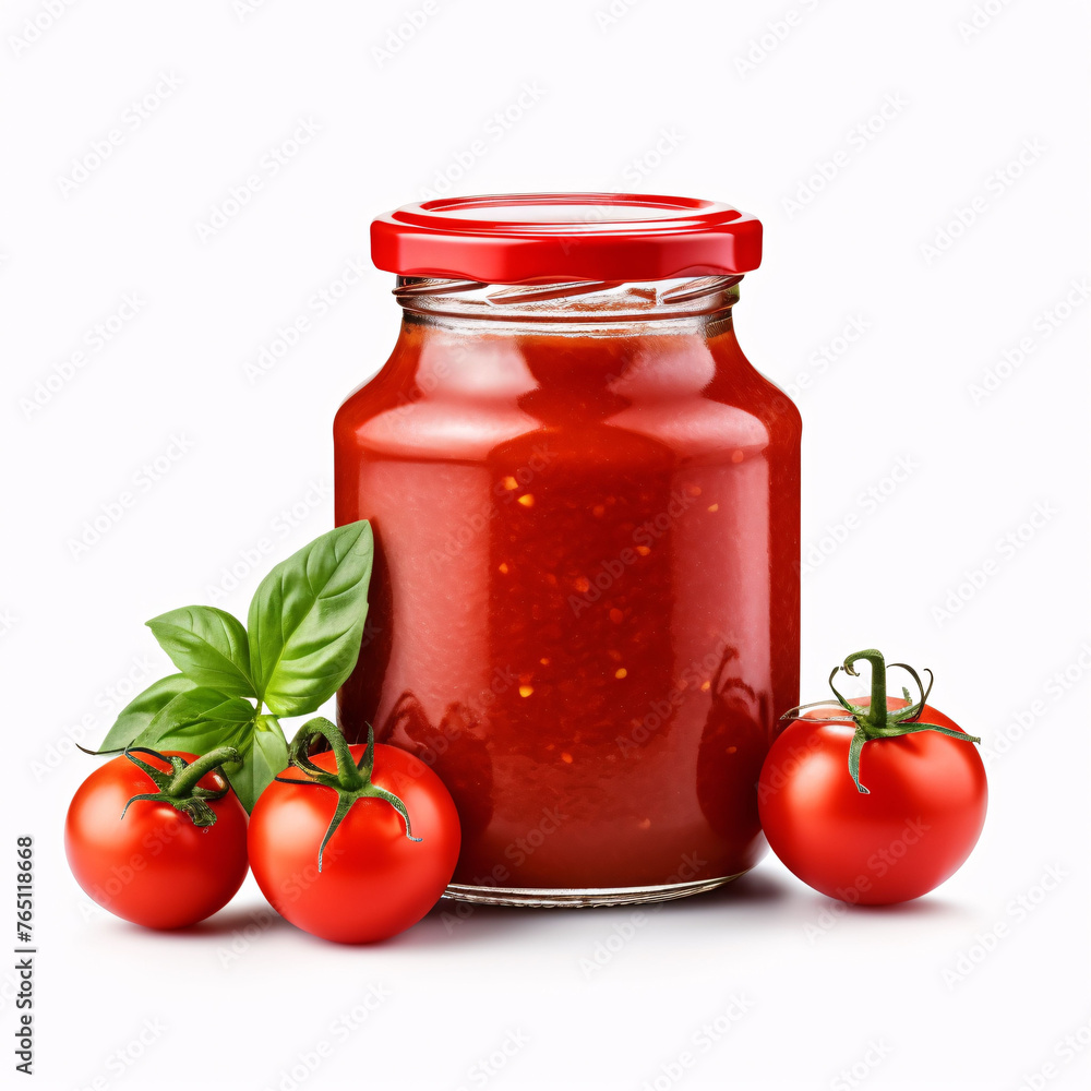 Tomatoes and sauce on white background Tomatoes and sauce on white background