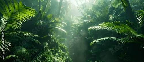 A lush  well-lit forest brimming with verdant foliage