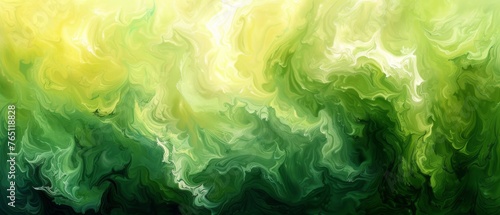  Green/yellow swirls on green/yellow background; white swirls on left side