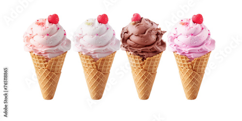 Fresh ice cream fruit, or vanilla, chocolate.On a transparent background. Png image