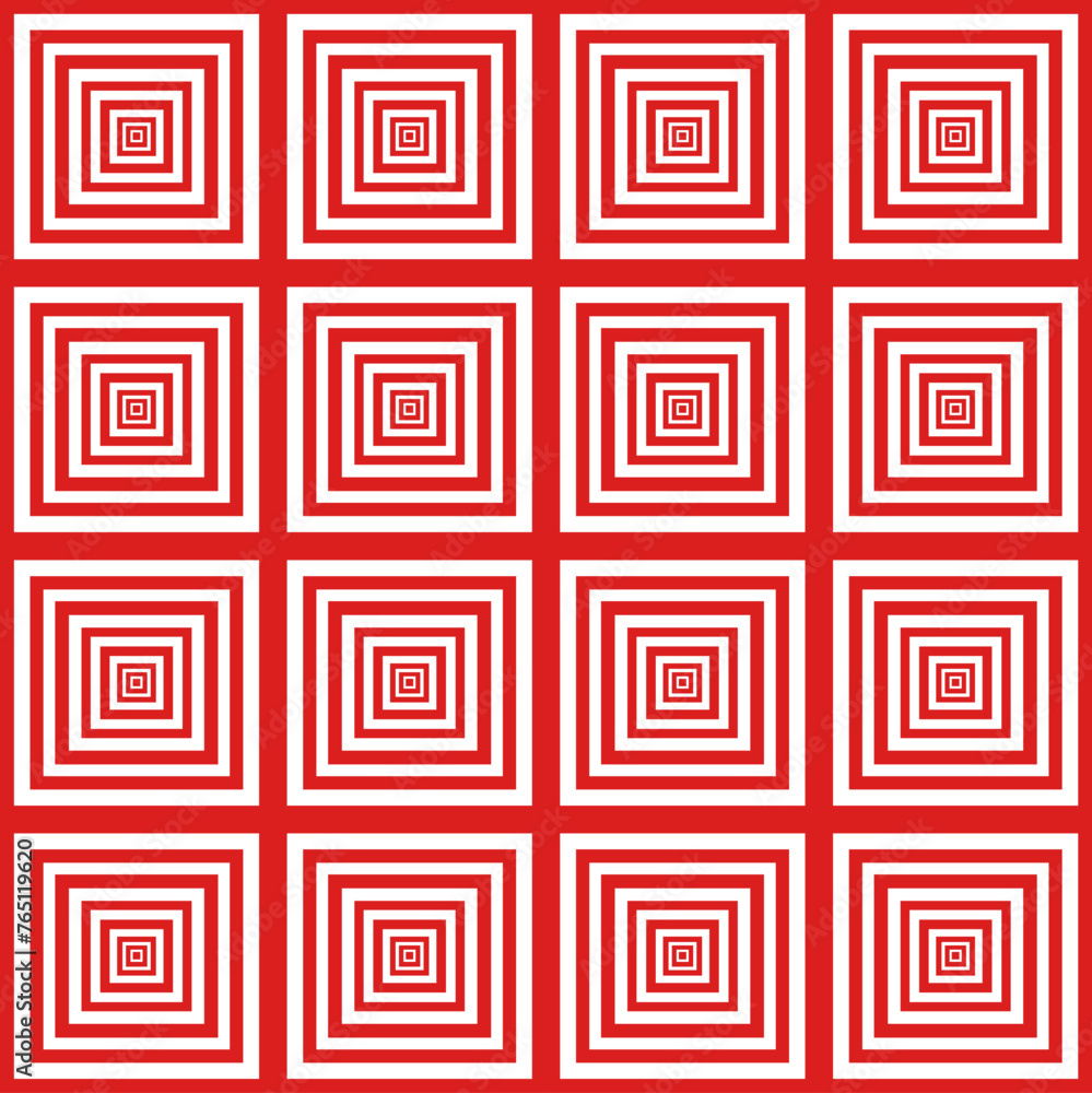 Seamless square pattern. Red and white geometric ornament Seamless square pattern. Red and white geometric ornament