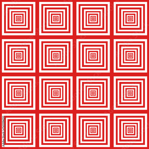 Seamless square pattern. Red and white geometric ornament © Larisa