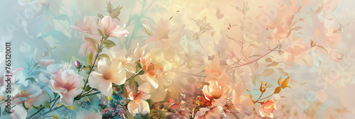Ethereal Floral Panorama: Blooming Elegance in Soft Pastels © Yulia