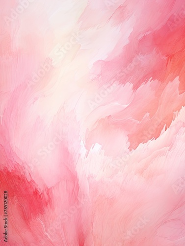 Pink and white painting with abstract wave patterns