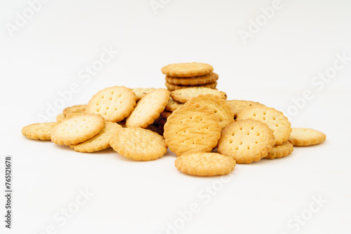 Cream cookies on white background 