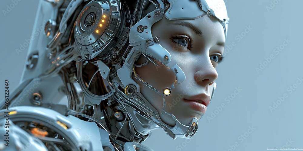 Futuristic robotic woman, merging human-like features with advanced technology Futuristic robotic woman, merging human-like features with advanced technology