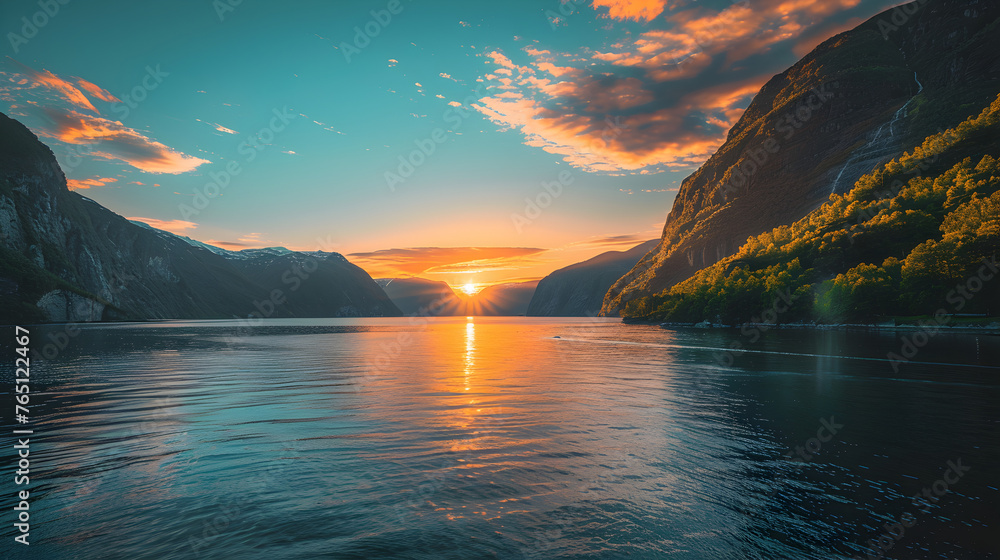 Discover serene landscapes of Scandinavian fjords at sunset.
