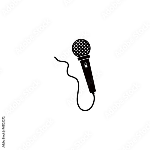 Silhouette microphone, microphone icon design vector