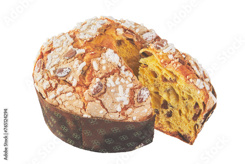 Panettone con fetta tagliata  png