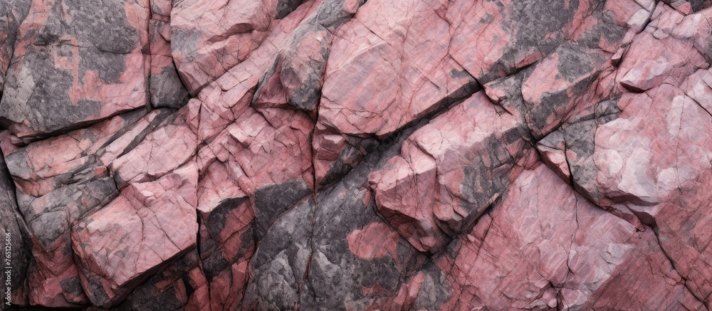 A detailed view of a rock showing a striking red and black pattern on its surface A detailed view of a rock showing a striking red and black pattern on its surface