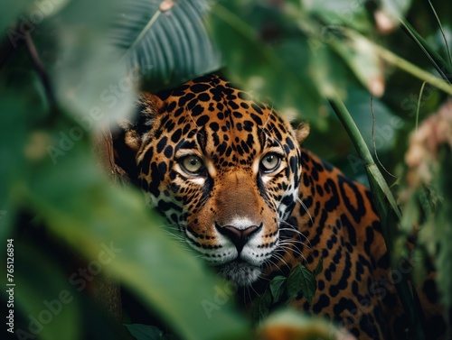 A Jaguar in the rain forest.