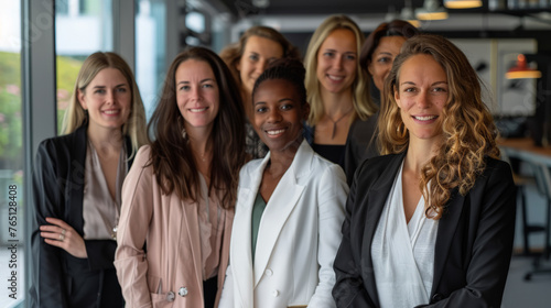 Fototapeta Naklejka Na Ścianę i Meble -  Dynamic group of HR professionals in a modern office environment with diverse team.