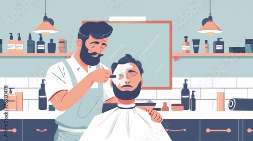 Man Getting Hair Cut by Barber