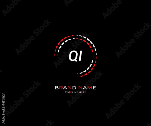 QI LETTER LOGO Design ONE BLACK BACKGROUND