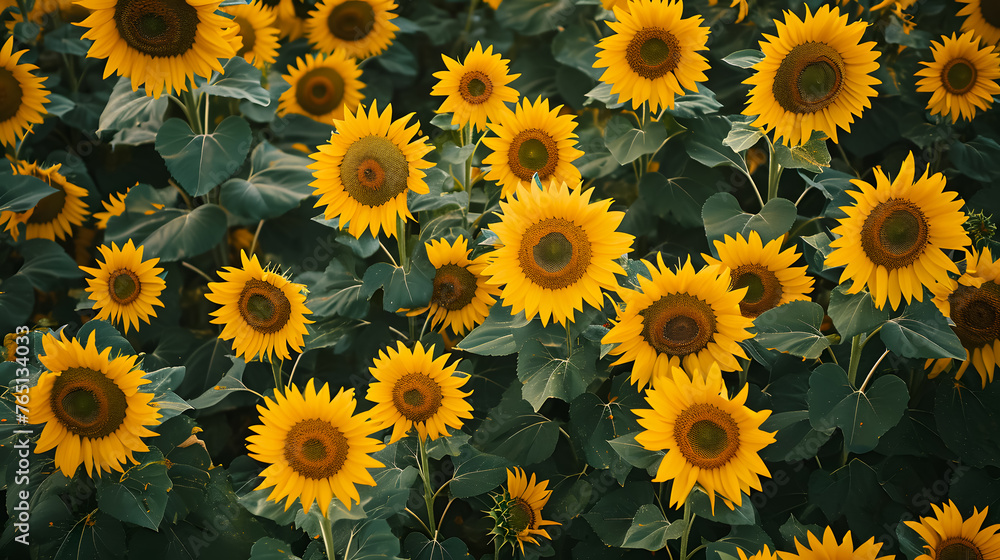 Field of sunflowers, view from the top Field of sunflowers, view from the top