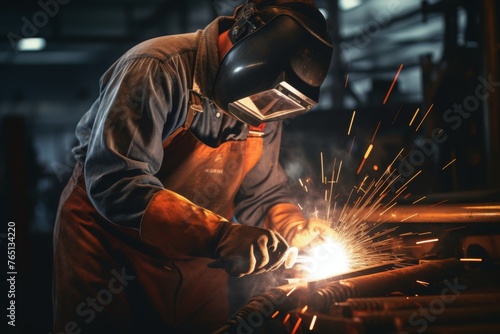A photo from first person welding metal together in a workshop showing hands wielding a welding torch with precision 