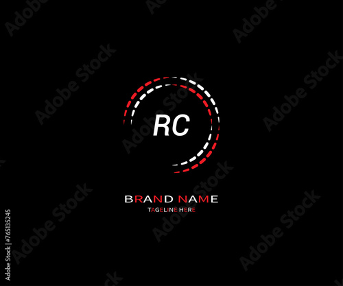 RC LETTER LOGO Design ONE BLACK BACKGROUND
