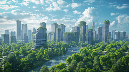 Futuristic Cityscape Integrating Abundant Greenery