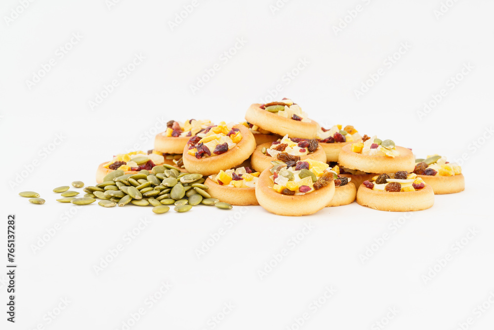 Tart shell cookies on white background Tart shell cookies on white background