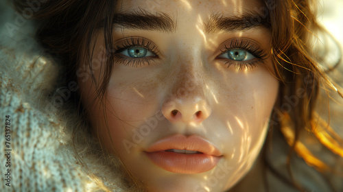 Serene Woman Portrait in Golden Hour Light