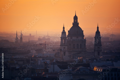 St. Stephen basilica in Budapest at dawn photo