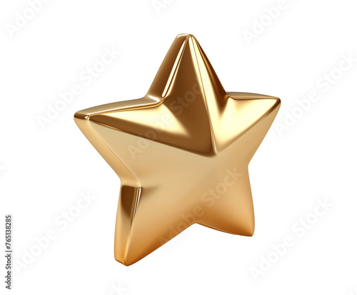 A gold star carved and isolated on a white background