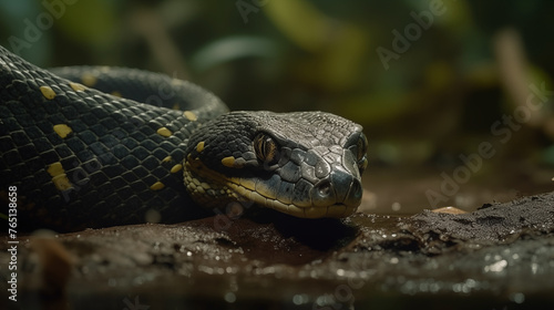 Anaconda stalking in the Amazon Rainforest.
