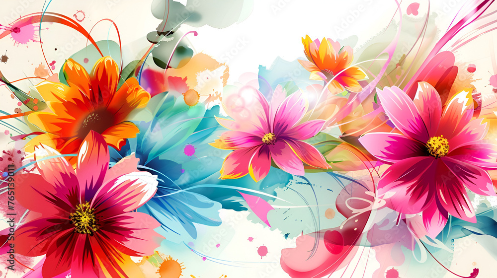 Colorful flowers background, spring season concept
Colorful Handdrawn Art Abstract Flower Painting for Background generative ai generated
