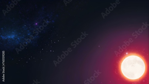 space background with bright sun in the corner  copy space  space for text and design 