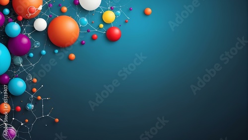 Chemical bonds on dark background with copy space, space for text and design, science concept  photo