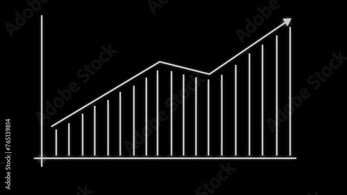Business growth concept . graph with rising up arrow and bar stats, Financial data and diagrams showing a steady increase in profits. 