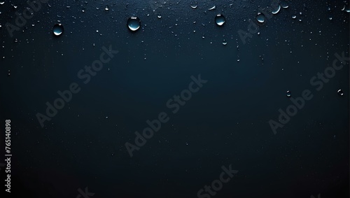 raindrops on the abstract black background, copy space, space for text and design 