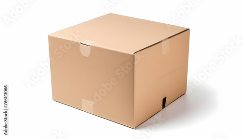 Closed cardboard box isolated on a white background