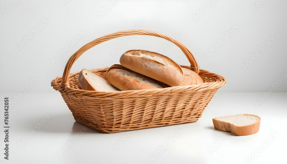 Empty bread basket isolated on white background