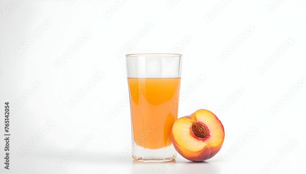 glass of peach juice isolated on a white background glass of peach juice isolated on a white background