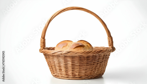 Empty bread basket isolated on white background