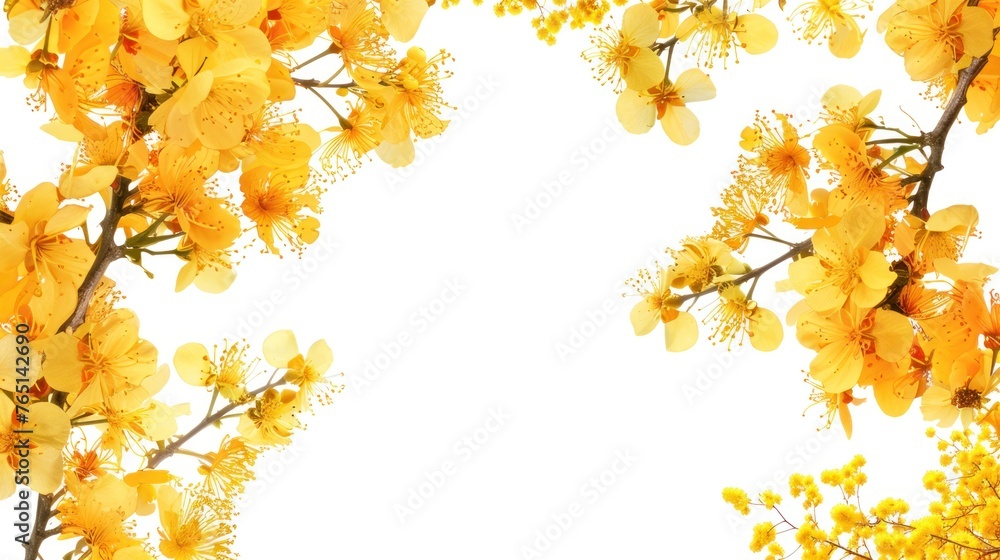 a bunch of yellow flowers that are on the side of a white background for a photo effect effect effect effect.