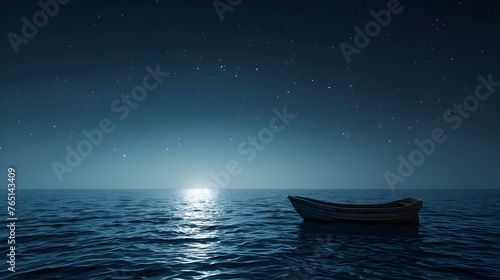 boat in the sea at night generative ai