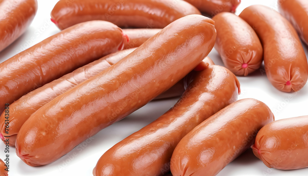 Mini sausages. Isolated on white background Mini sausages. Isolated on white background