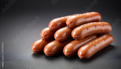 Mini sausages. Isolated on white background